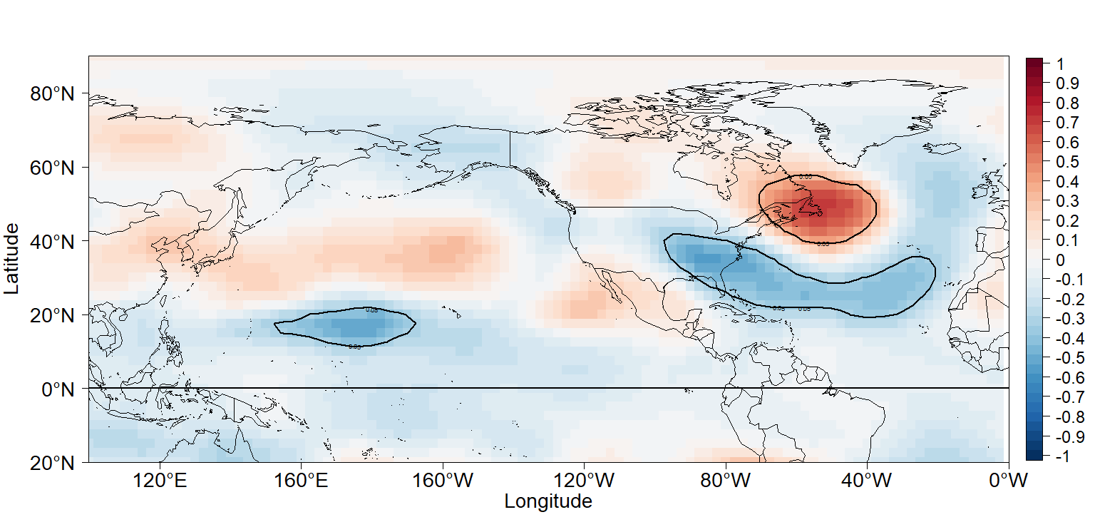 Correlation 
          between May West Pacific Index and May Precipitation Anomalies