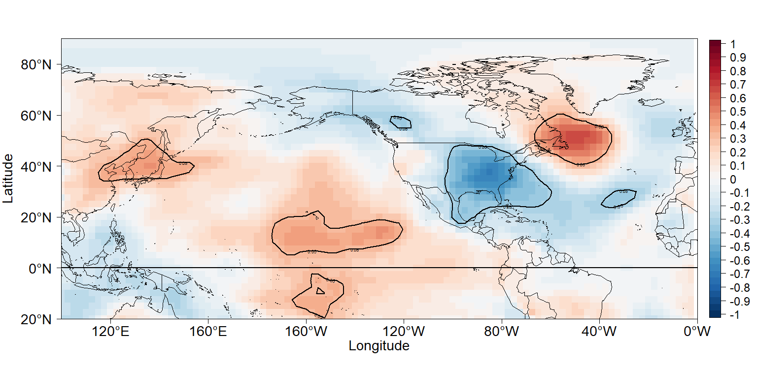 Correlation 
          between May West Pacific Index and May Precipitation Anomalies